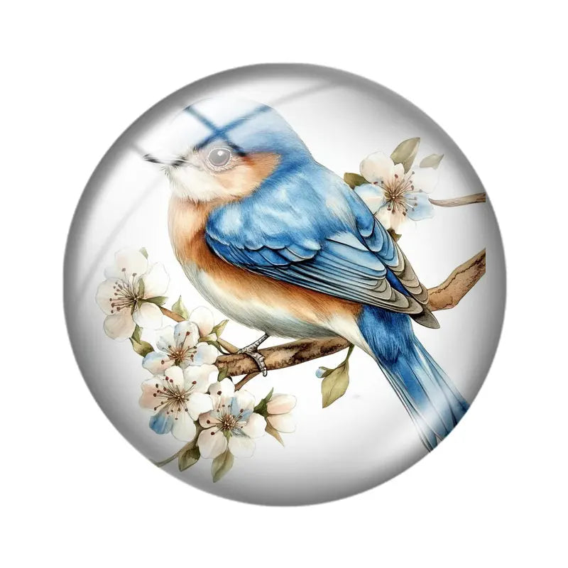 Blue Delft Birds Clipart  12mm/18mm/20mm/25mm Round Photo glass cabochon demo flat back Making findings Aurexia off