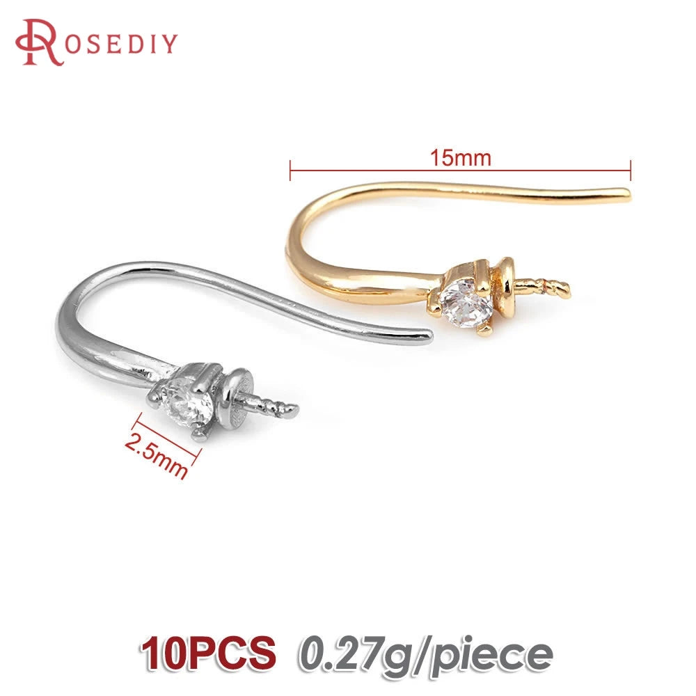 18K Gold Color Brass Can fit Half Hole Beads with Half Pins Earrings Hooks High Quality Jewelry Making Diy Findings Accessories Aurexia off