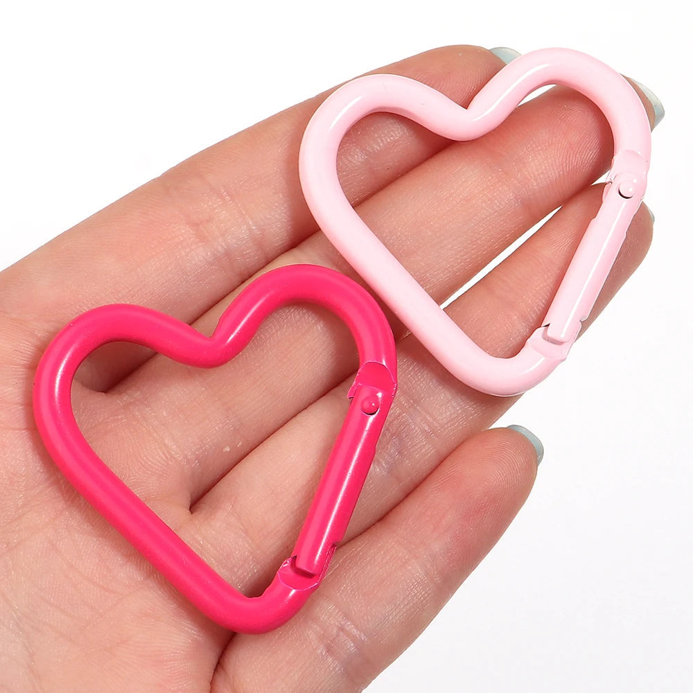 5pcs Colorful Heart-shaped Aluminum Alloy Carabiner Rings Keychain Clip Spring Hook Hanging Buckle Jewelry Making Accessories Aurexia off