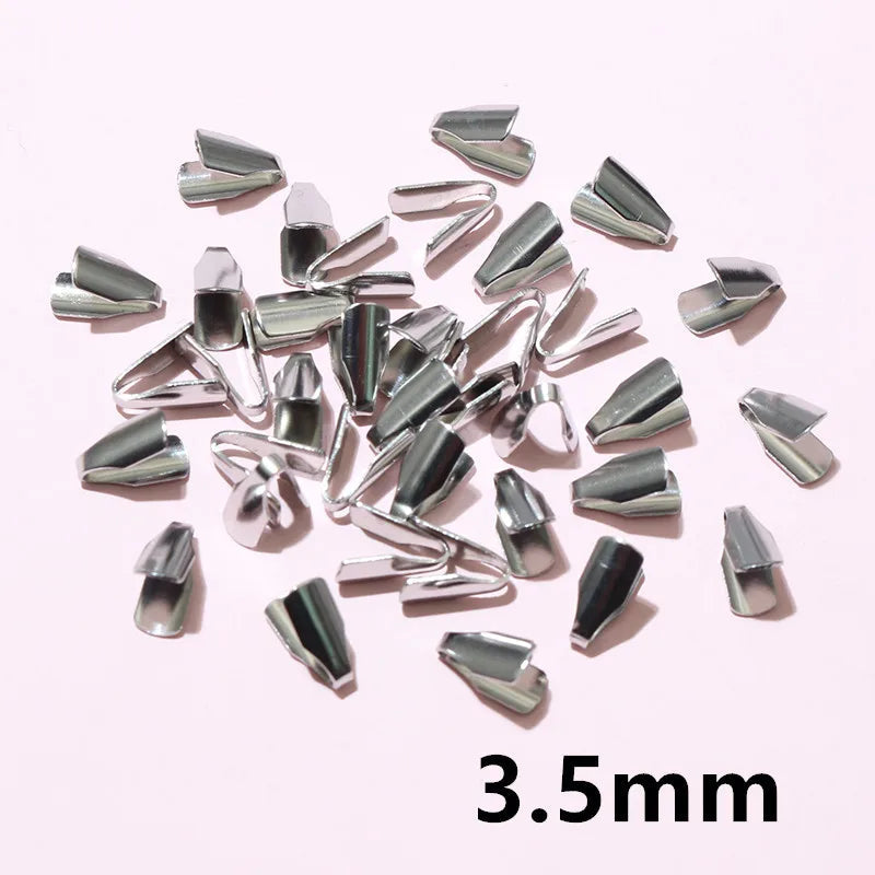 100pcs Stainless Steel 2-7mm Flat Cords Crimp End Beads Caps Clip Tip Fold for DIY Snake Chain Necklace Jewelry Making Findings Aurexia off