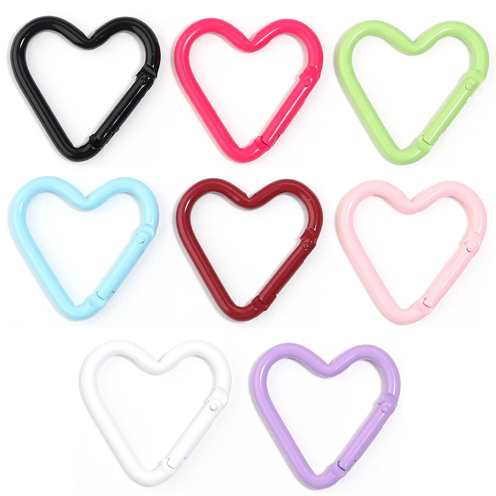 5pcs Colorful Heart-shaped Aluminum Alloy Carabiner Rings Keychain Clip Spring Hook Hanging Buckle Jewelry Making Accessories Aurexia off