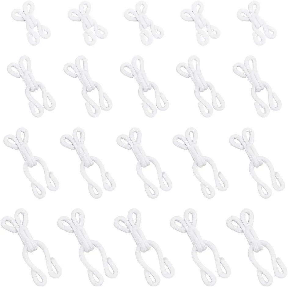 80Pcs 4 Sizes Covered Sewing Hooks and Eye Closure White Sewing Hidden Hook for Clothing Bra Thick Leather deep Pile Fabrics Aurexia off