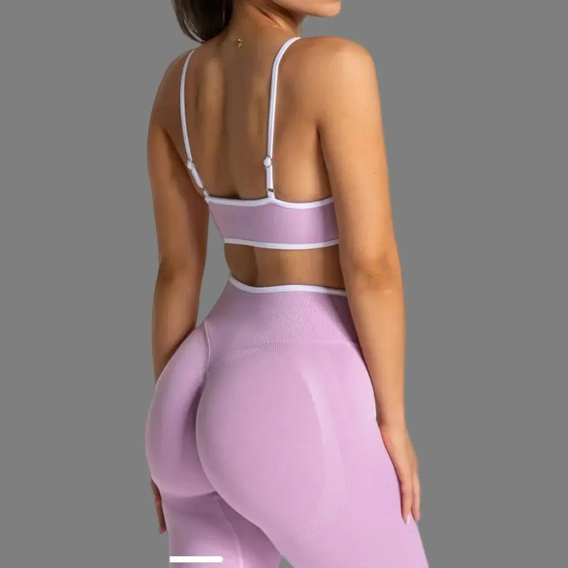 Women's 2-Piece Color Block Yoga Set: Camisole Bra & Seamless Fitted Leggings, Suitable for Fitness and Exercise Aurexia off