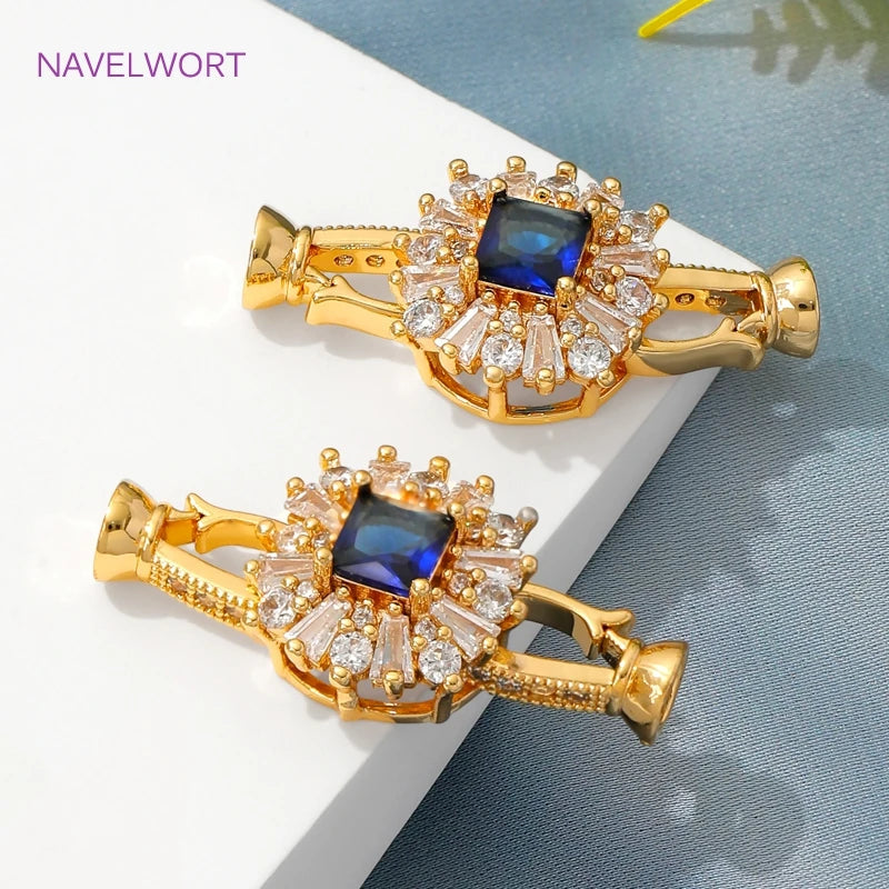 Luxury 18K Gold Plated Connectors Clasps,With Zircon Locks Clasps,Fasteners For Bracelet,DIY Necklaces Jewelry Making Findings Aurexia off