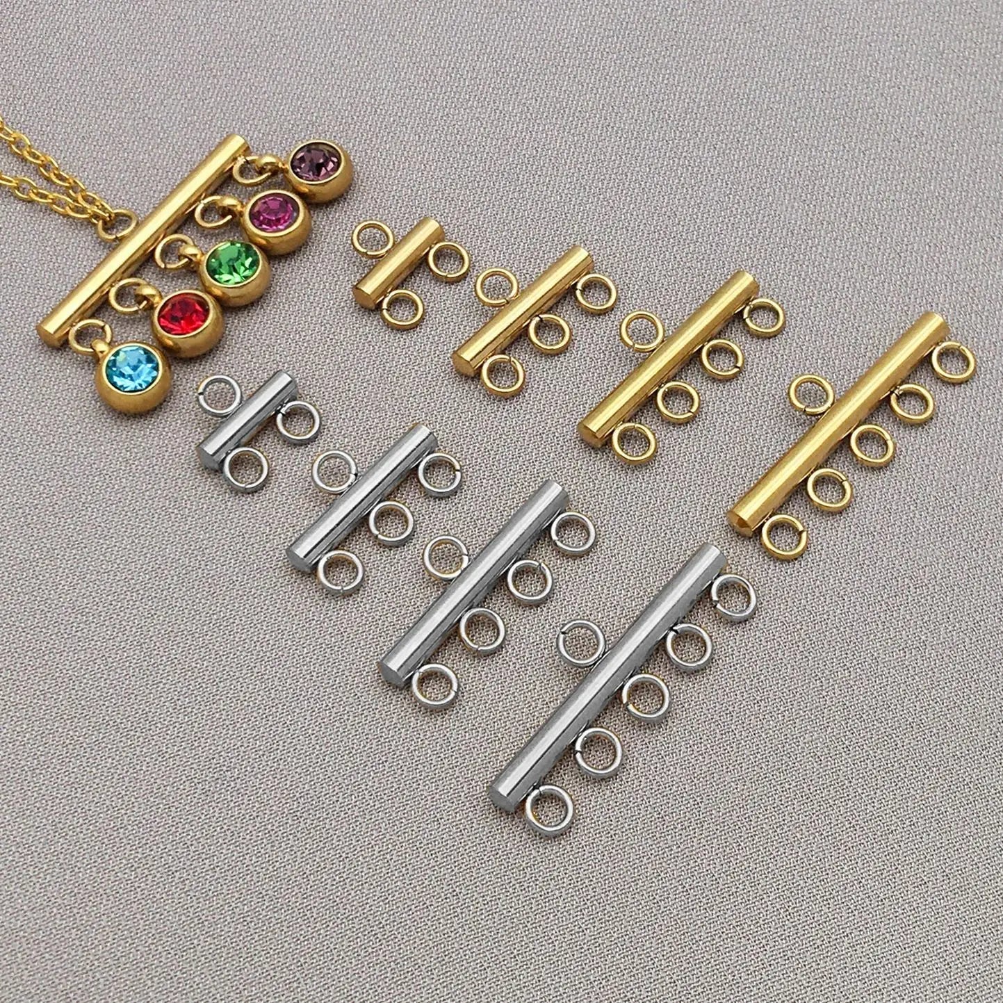 5pcs/lot Stainless Steel Layer Necklace Bracelet Clasp Bails 2/3/4/5 Loops Drop Earrings Chains Connectors DIY Jewelry Supplies Aurexia off