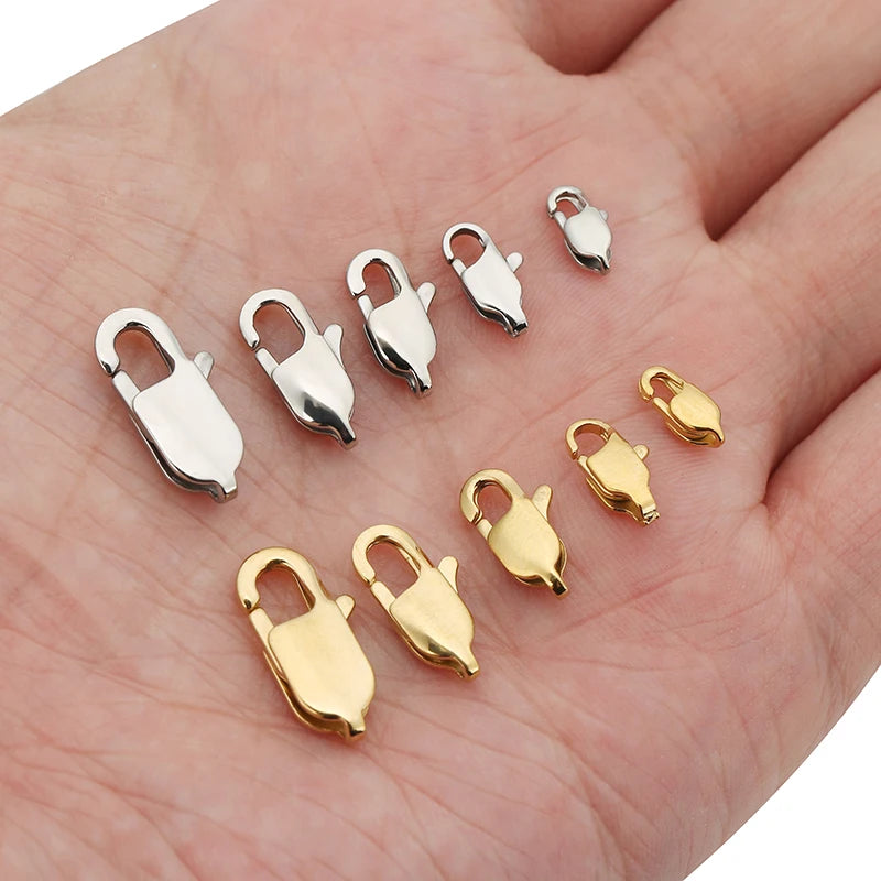 10pcs High End Quality Gold Stainless Steel Rectangle Lobster Clasps Hooks Connector for DIY Bracelet Necklace Jewelry Making Aurexia off