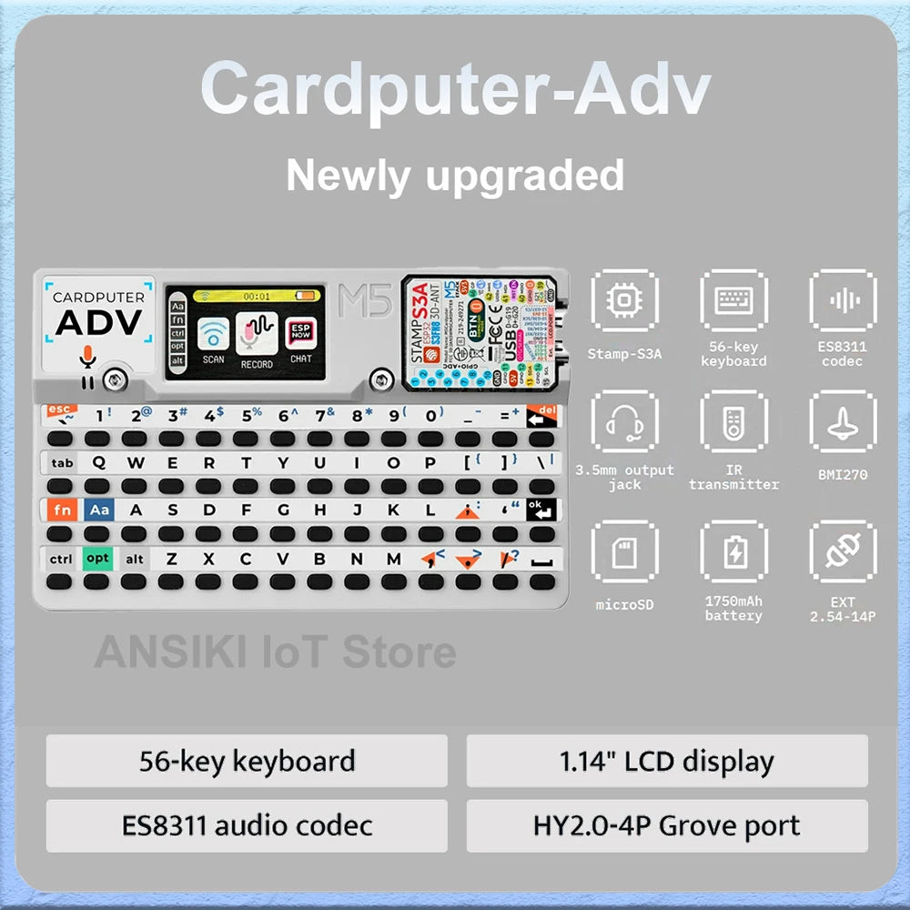 M5Stack Cardputer-Adv Programmable Card Computer Stamp-S3A 1.14" LCD 56-Keys for IoT Development Kit Aurexia off