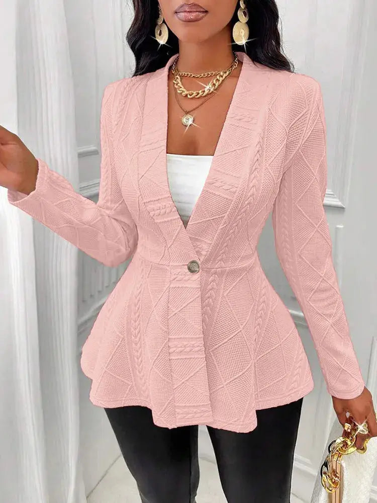 2026 European and American women's thick jacquard textured single-button slim-fit long-sleeve jacket vacation-style women's wear Aurexia off