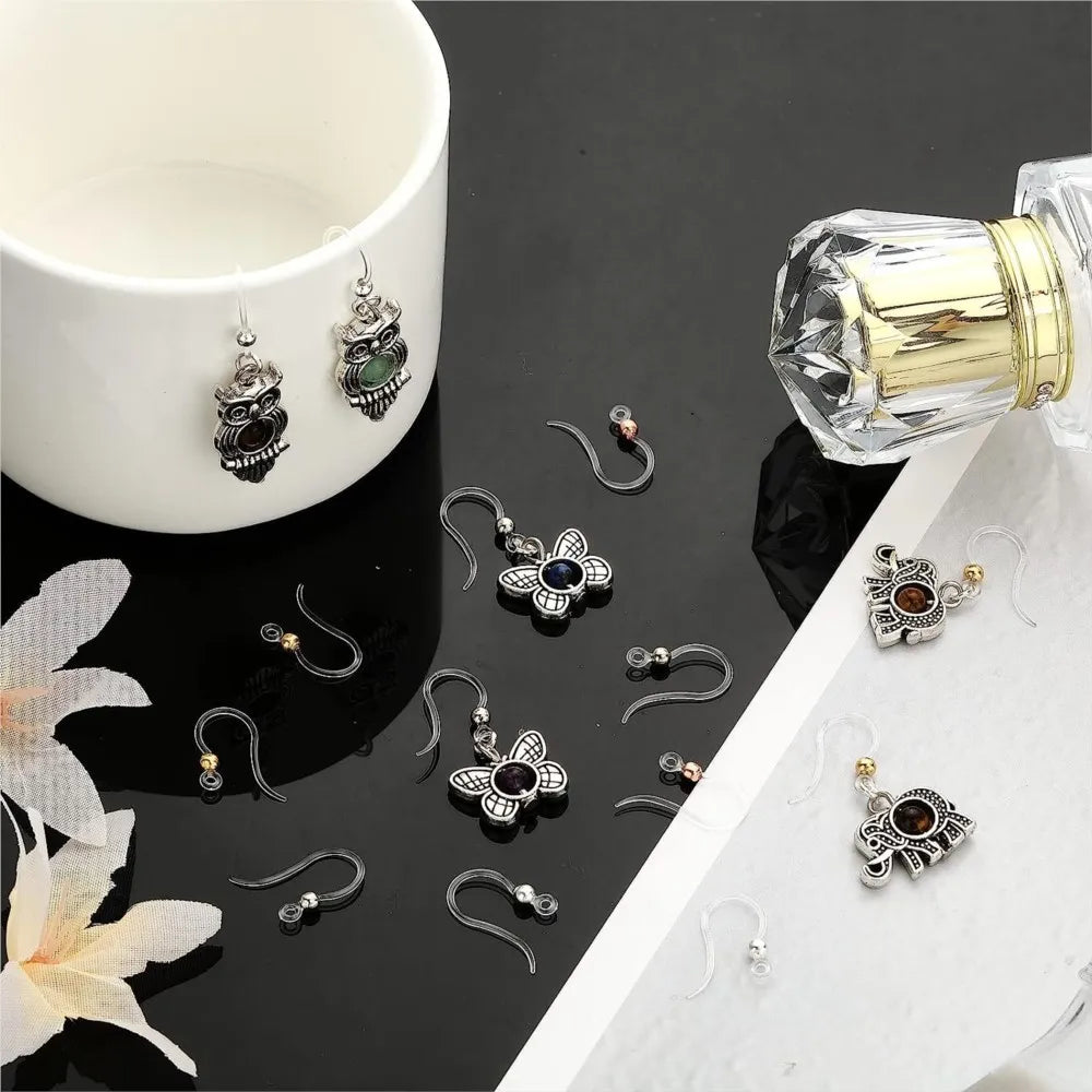 40pcs Clear Plastic Earring Hooks Ear Wire with Loop French Fish Hooks With Transparent Earring Stoppers for DIY Jewelry Making Aurexia off
