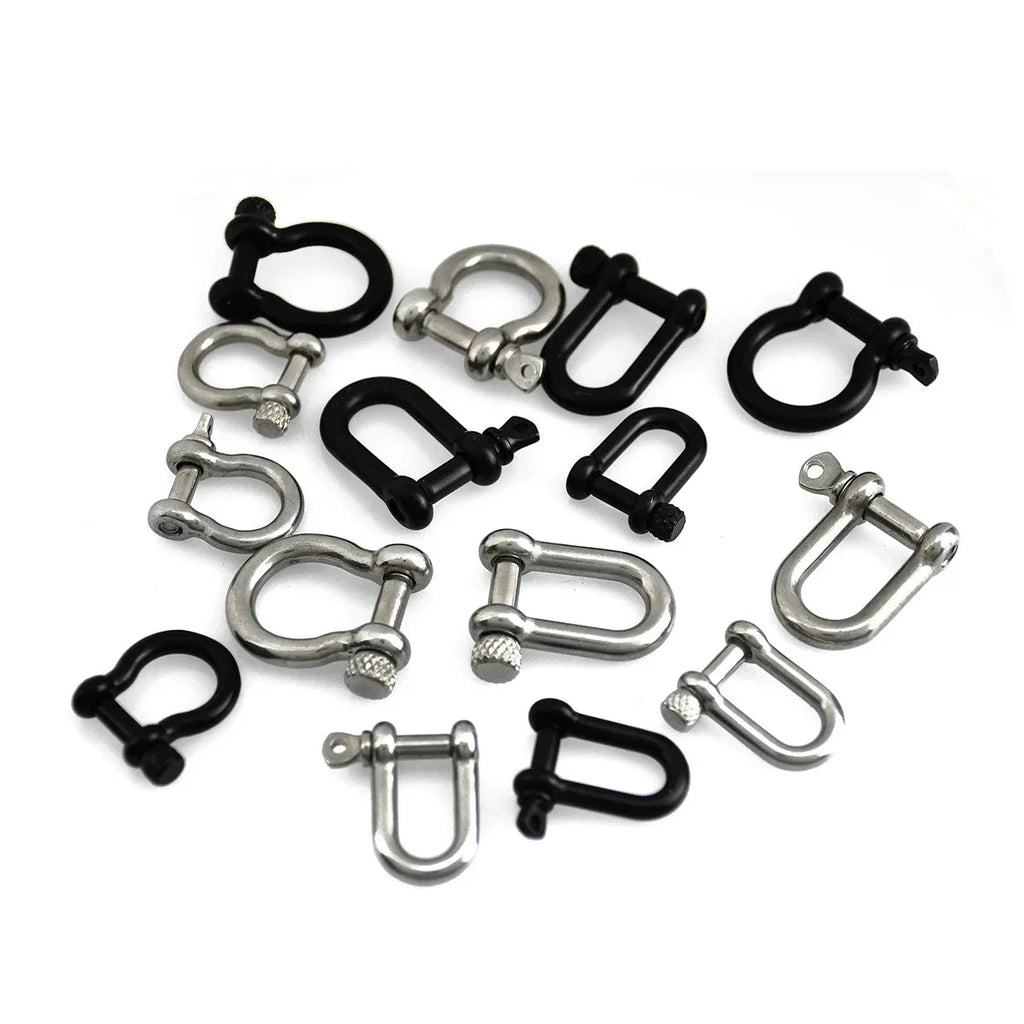 Stainless Steel Bow Shape Shackle Carabiner D Ring Fob Key Ring Keychain Hook for Camping Hiking Screw Joint Connector Buckle Aurexia off