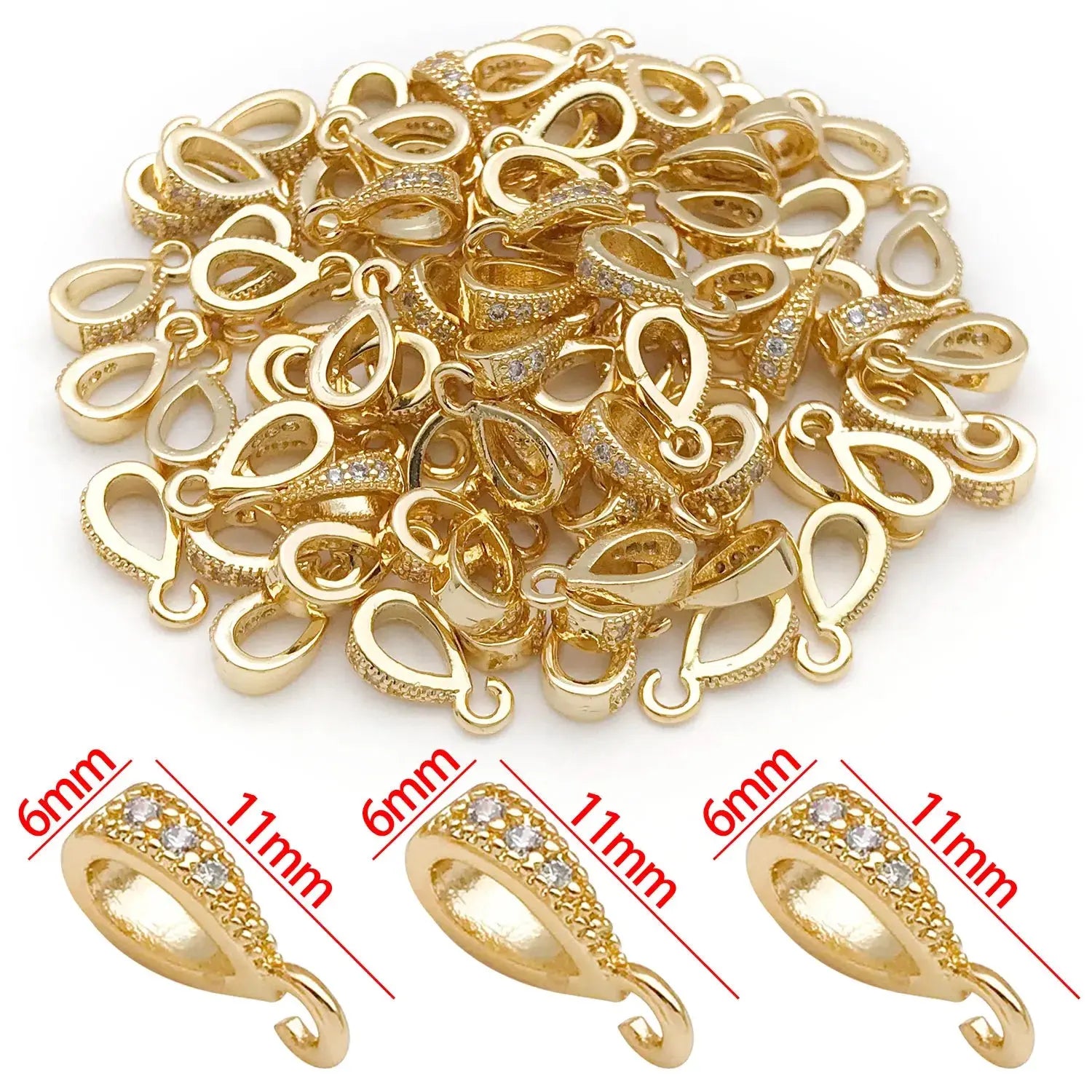 5pcs 18K Real Gold Plated Brass Melon Seed Buckle Connectors, Inlaid Zircon For DIY Bracelet Necklace Jewelry Making Accessories Aurexia off
