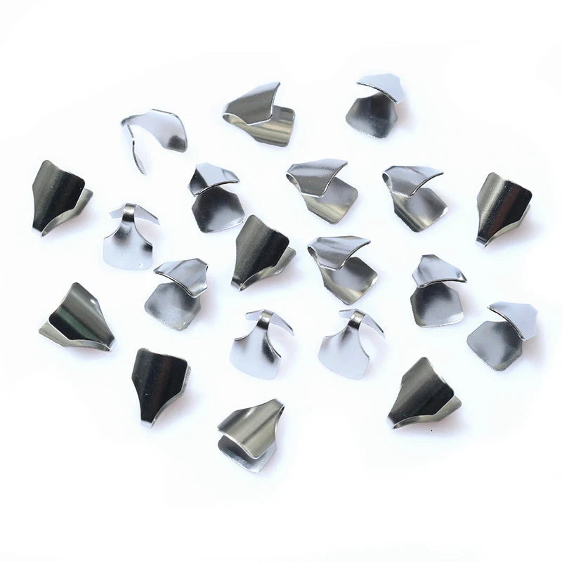 100pcs Stainless Steel 2-7mm Flat Cords Crimp End Beads Caps Clip Tip Fold for DIY Snake Chain Necklace Jewelry Making Findings Aurexia off