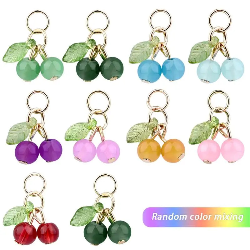 10Pcs/lot Fashion Delicious Red Cherry Keychain Summer Fruit Cherries Pendant Keyring For Women Men Jewelry Bag Accessories Gift Aurexia off