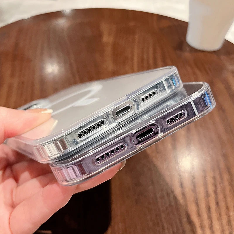 For Magesafe Magnetic Transparent Wireless Charge Case For iPhone 11 12 13 14 15 16 17 Air Pro Max Plus Mini Shockproof PC Cover Aurexia off