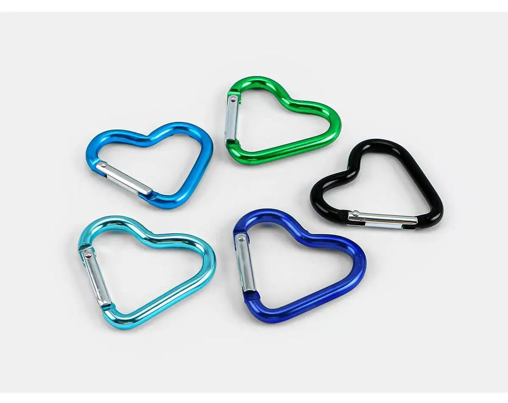 5pcs Aluminum Alloy Colorful Heart Spring Clasps  Carabiner Keychain Clips Hook Dog Chain Diy Jewelry Buckle Connector Supplies Aurexia off