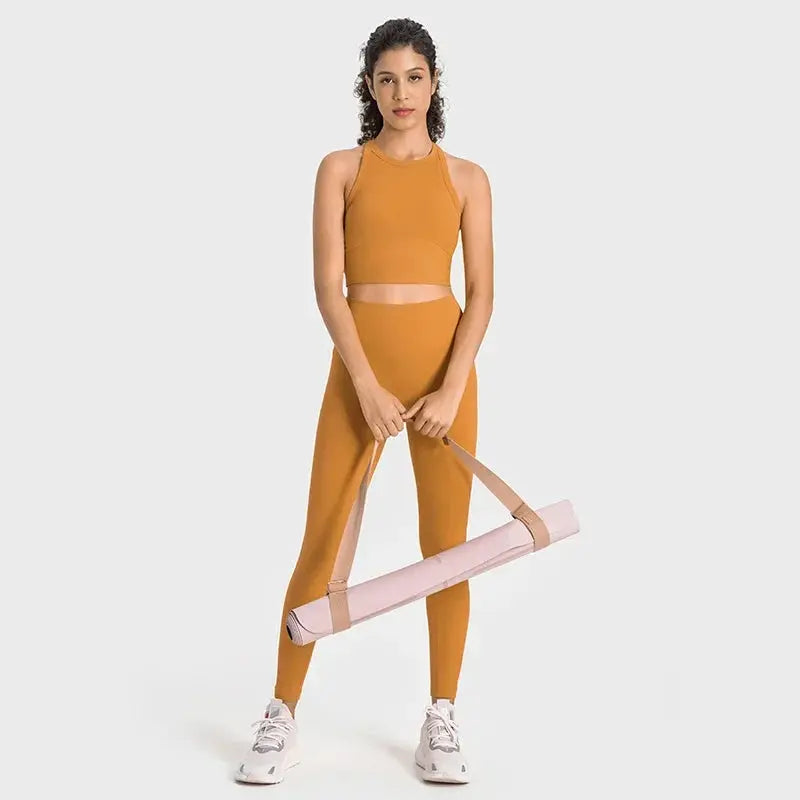 Built-in chest patch, high-end women's yoga vest, nude feel Leica gym exercise sports bra, hanging neck style Aurexia off