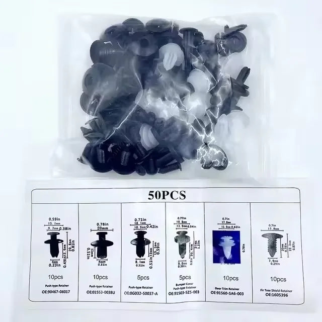 100/50 PCS Auto Fastener Clips Kit  - Multi-Size  Retainers for Car Fender, Bumper, Door & Panel Trim Aurexia off