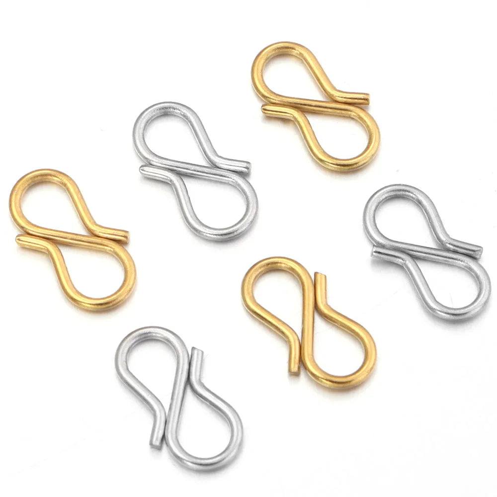 30pcs/Lot 7x13mm Chic Letter S Buckle Clasps DIY Necklace Gold Plated Stainless Steel Clasp Hooks Connectors for Jewelry Making Aurexia off