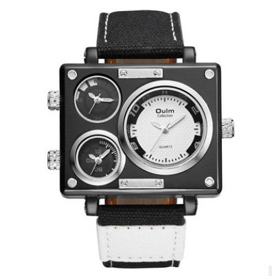 Men's Square Watch with Canvas Strap and Multi-Time Zone Aurexia off