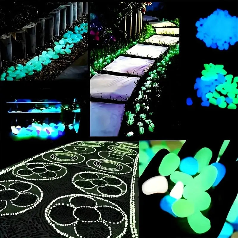 100pcs Glow In The Dark Pebbles, Resin Luminous Stones For Landscape, Garden Paths, Potted Plants, Parks, Aquarium Decor, Aurexia off