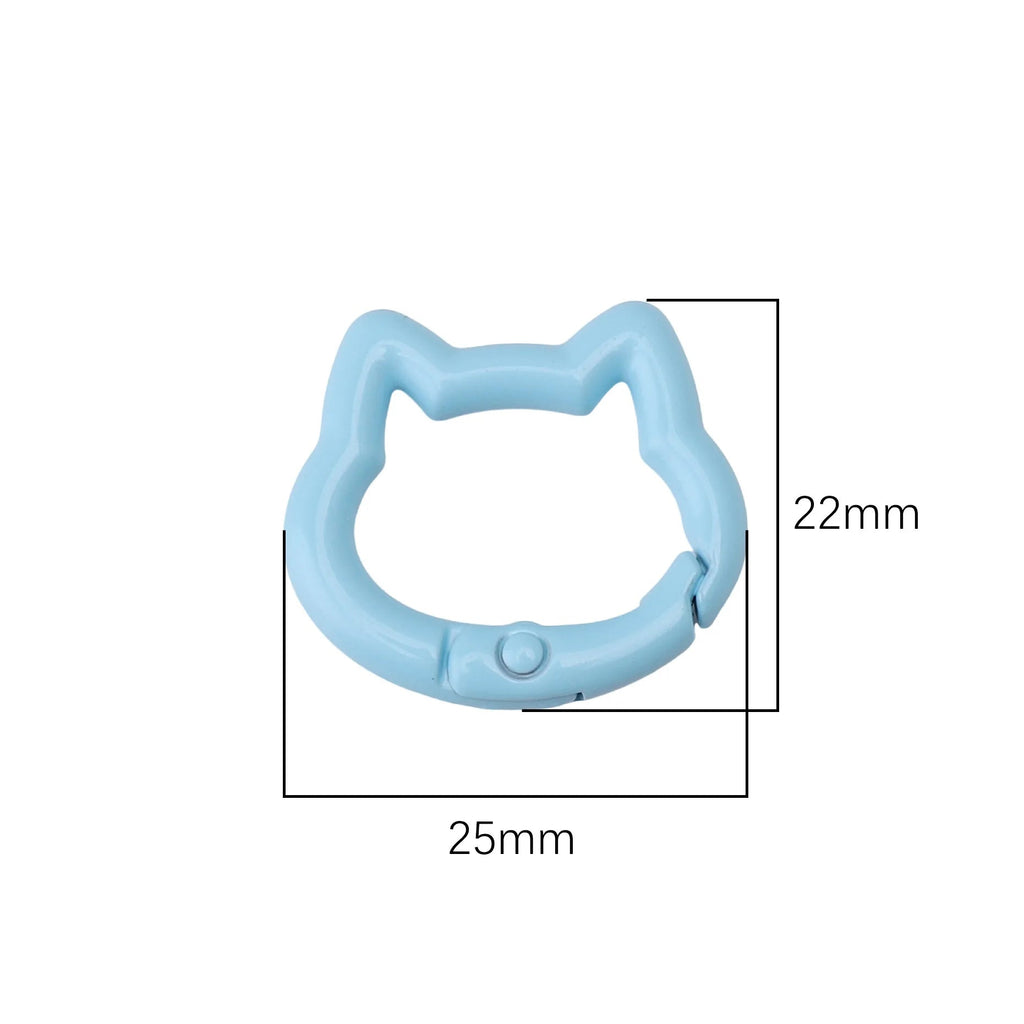 1pc/bag Alloy Spring Clasps Colorful Cute Cat Shape Spring Ring Carabiner Clips For DIY Keyring Lanyard Keychain Making Findings Aurexia off