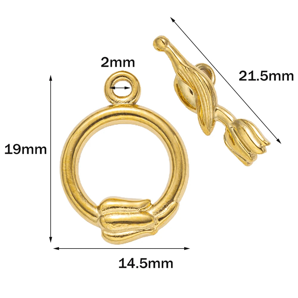 5 Sets Stainless Steel Toggle Clasp T-bar Closure Ring Fastener Hook End Connectors for DIY Necklace Bracelet Jewelry Making Aurexia off