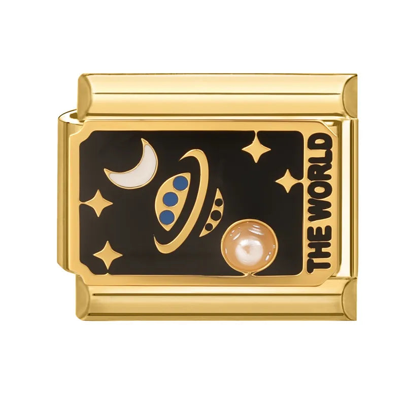 New Original Golden Tarot Cards Zircon DIY Italian Charm Bracelet Stainless Steel Women Jewelry DIY Making Gifts Drop Shipping Aurexia off