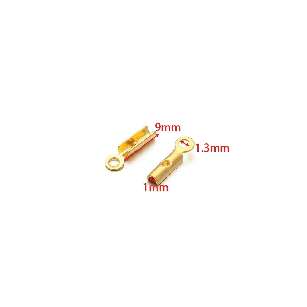 50pcs Stainless Steel High Quality Crimp End Beads Caps Leather Cord Clips for DIY Jewelry Making Necklace Connectors Supplies Aurexia off