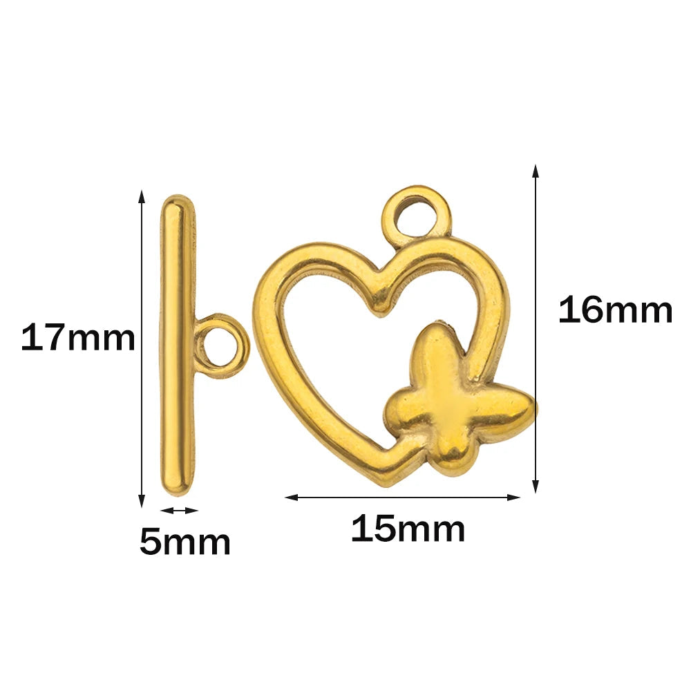 5 Sets Stainless Steel Toggle Clasp T-bar Closure Ring Fastener Hook End Connectors for DIY Necklace Bracelet Jewelry Making Aurexia off