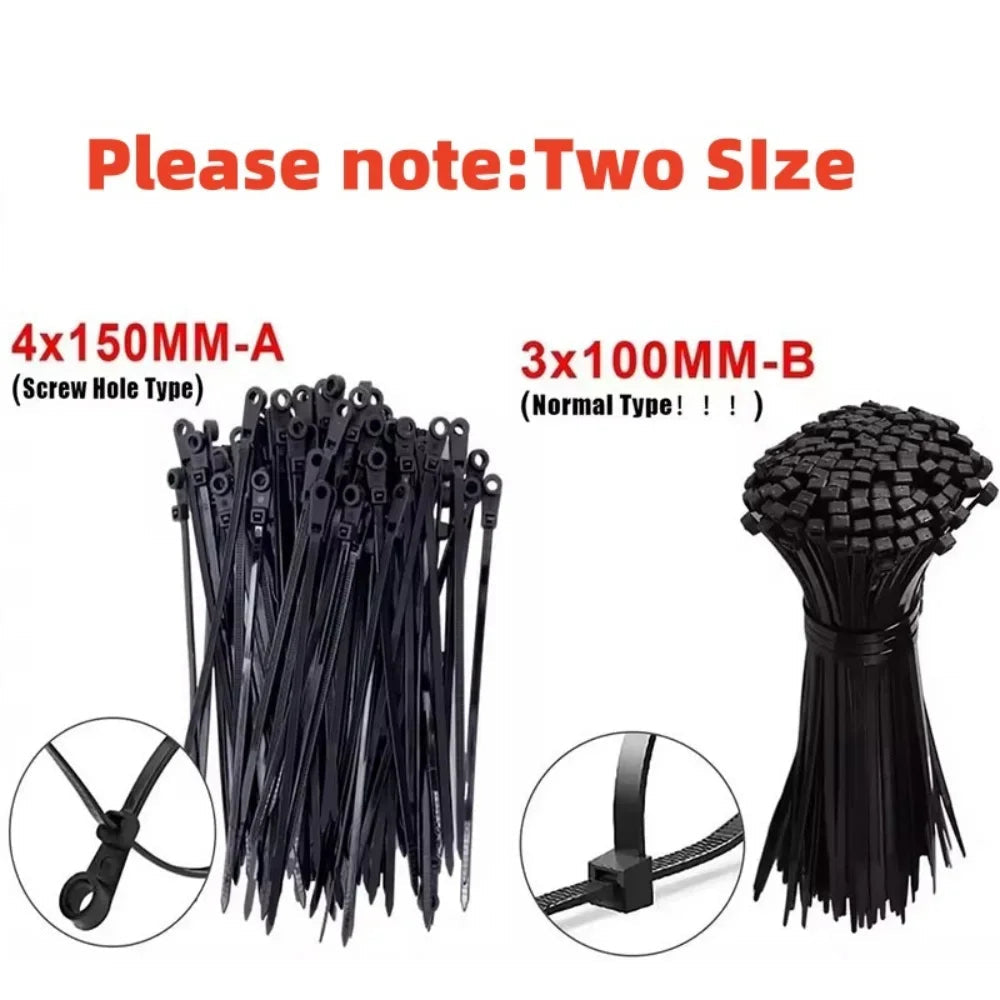 500/100PCS Screw Hole Cable Ties Reusable Fixed Nylon Cable Ties Self-locking Cord Ties Straps Fastening Loop Office Organizer Aurexia off