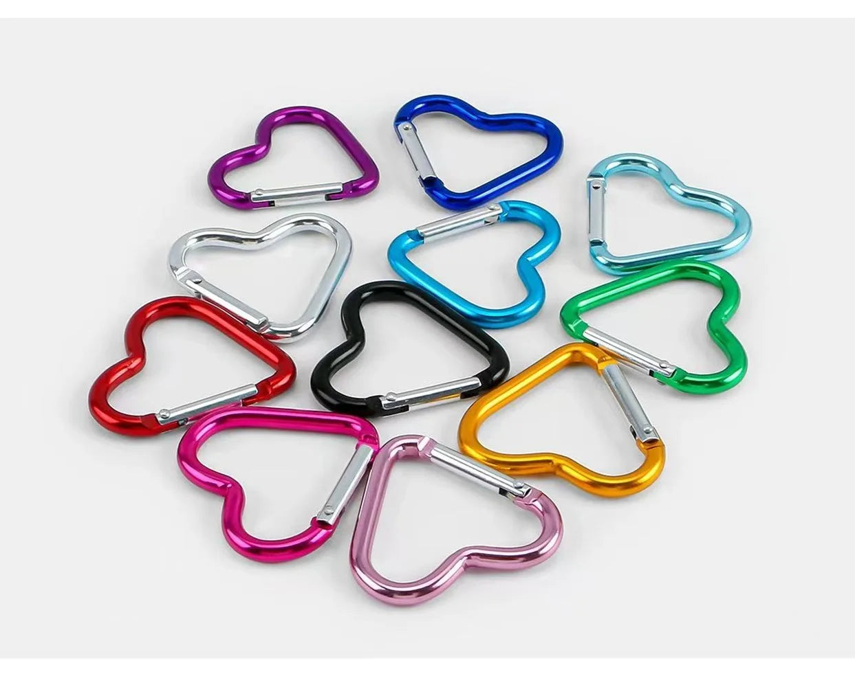 5pcs Aluminum Alloy Colorful Heart Spring Clasps  Carabiner Keychain Clips Hook Dog Chain Diy Jewelry Buckle Connector Supplies Aurexia off