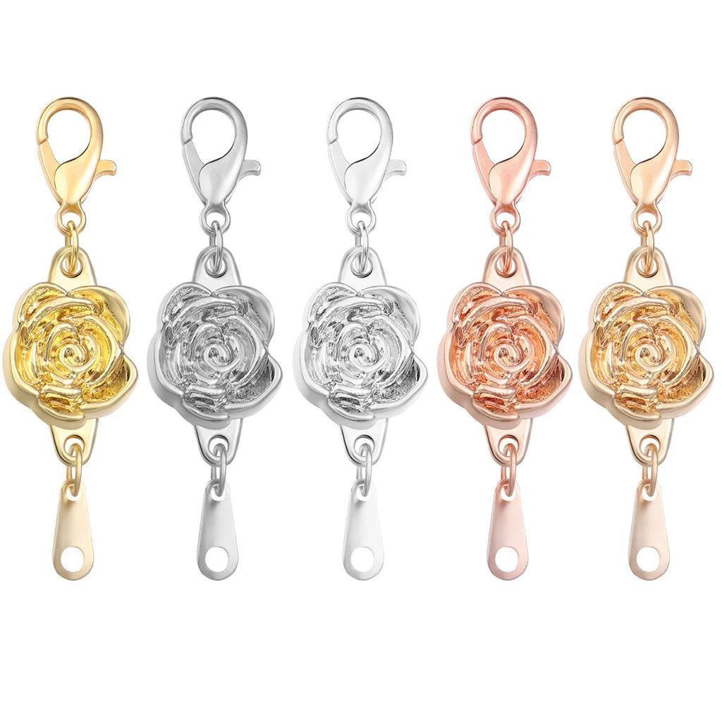 5pcs/lot Strong Magnetic Clasps Alloy Rose Extenders Closures Lobster Clasp Connectors for DIY Jewelry Making Bracelets Necklace Aurexia off