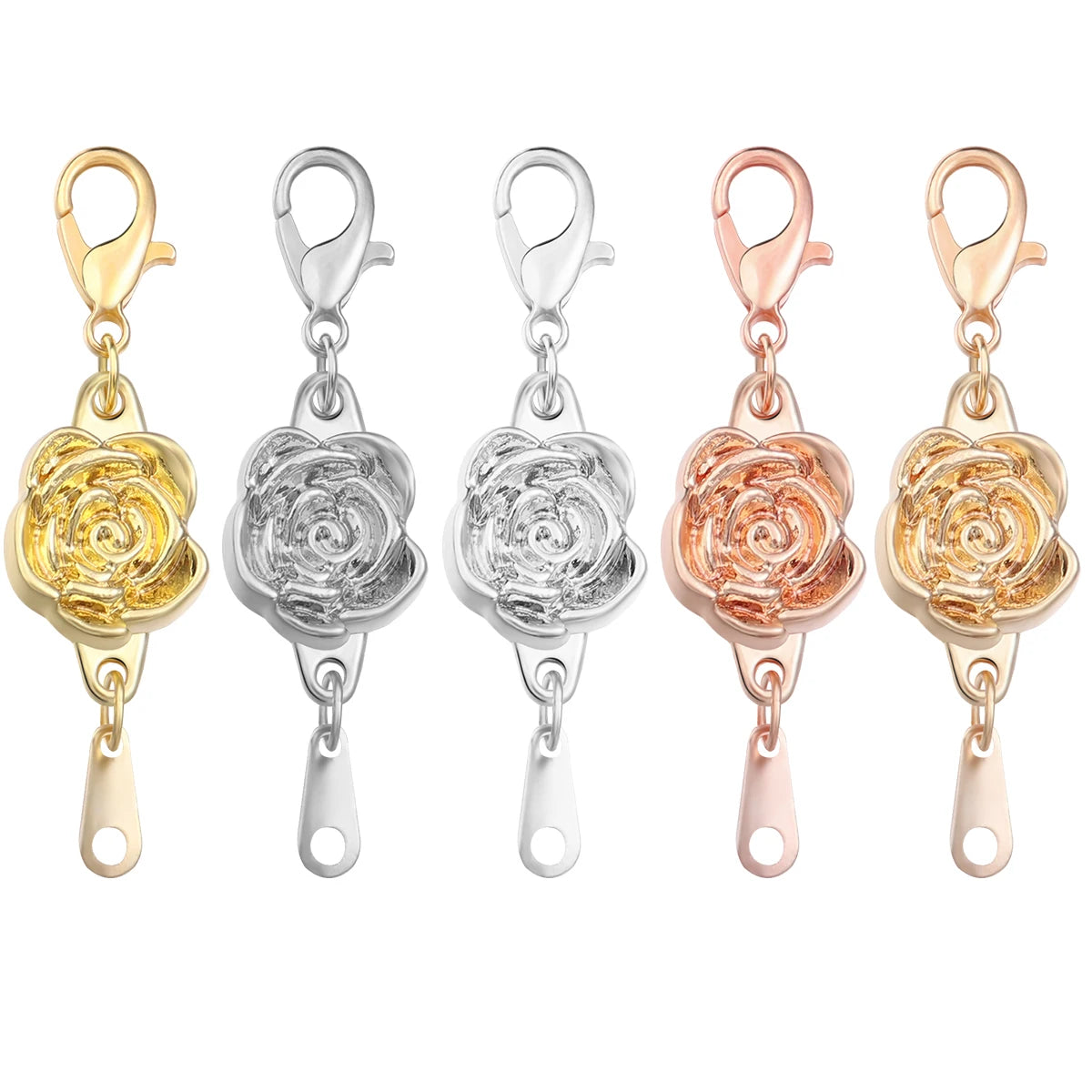 5pcs/lot Strong Magnetic Clasps Alloy Rose Extenders Closures Lobster Clasp Connectors for DIY Jewelry Making Bracelets Necklace Aurexia off