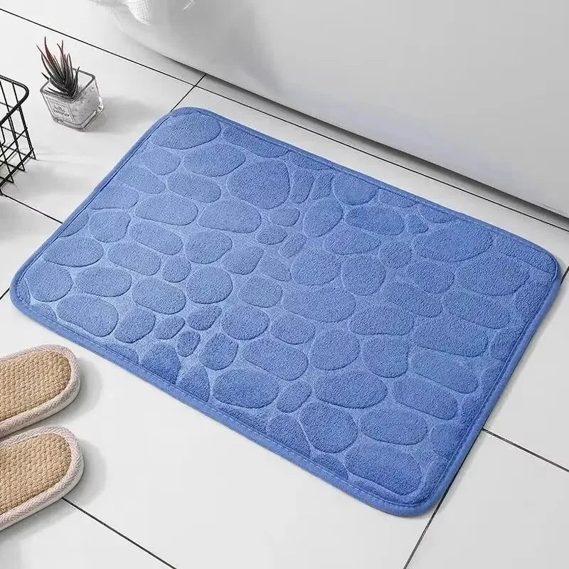 1pc Memory Foam Embossed Velvet Carpet Bathroom Living Room Non-Slip Mat Cobblestone Floor Mat Home Furnishings Aurexia off