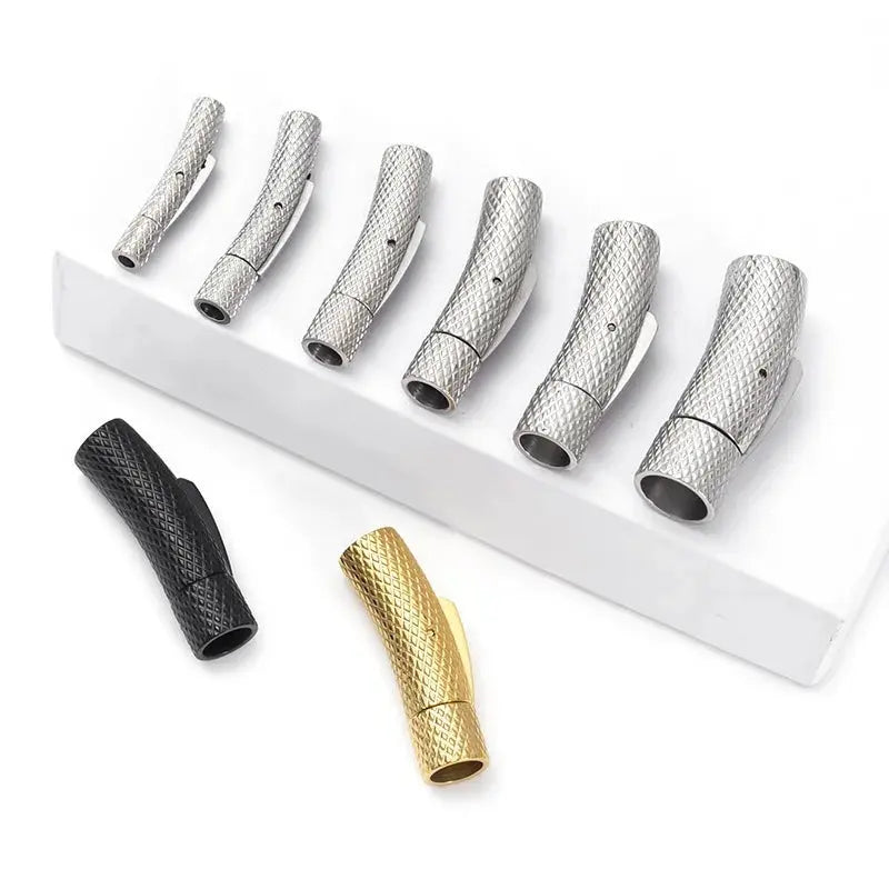 5Pcs Stainless Steel Bayonet Clasp 2mm-6mm Fastener PushLock Lace Buckle Leather Clasps for Bracelet Jewelry Making Accessories Aurexia off