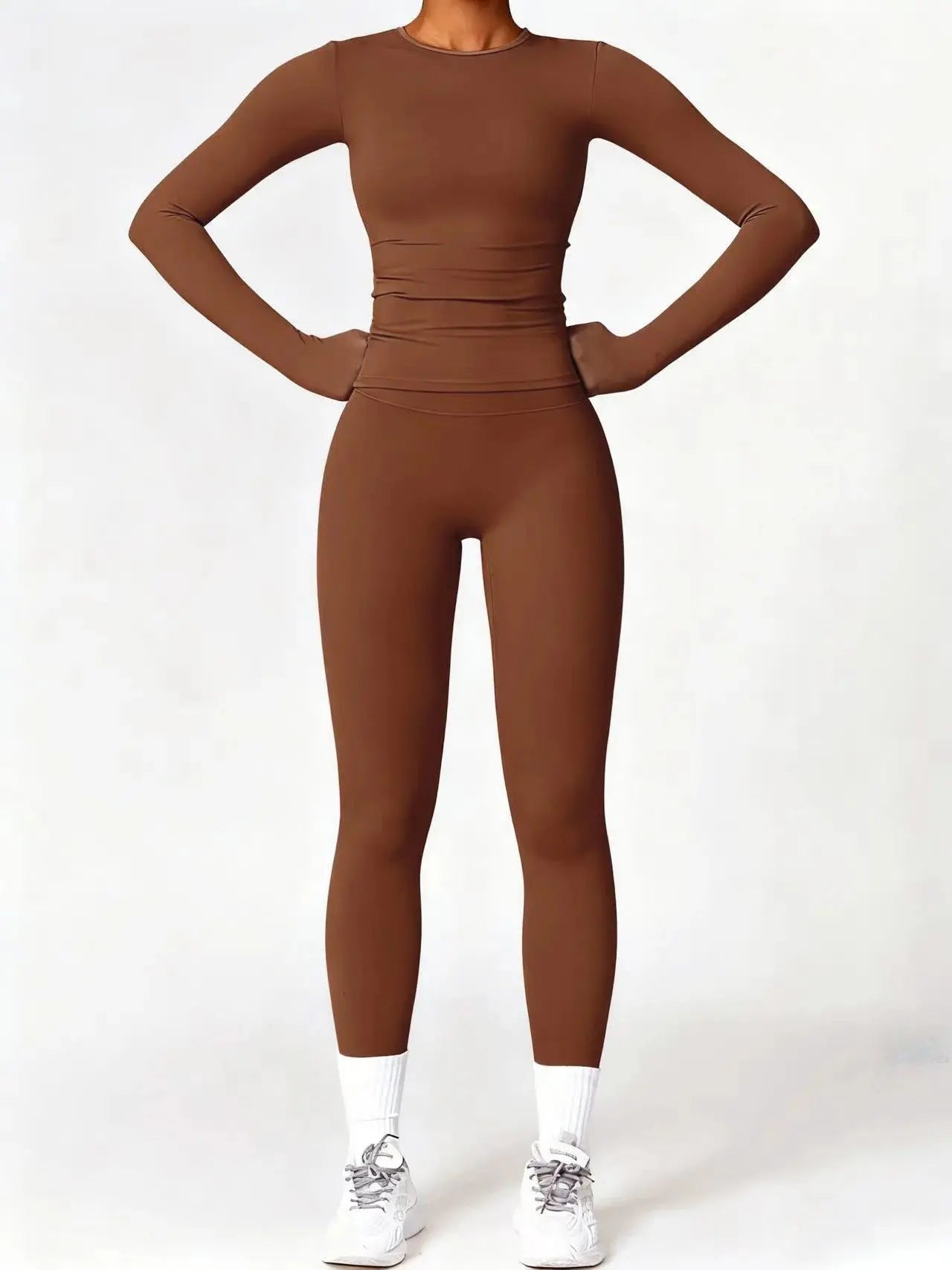 Tight-fitting yoga suit slim long-sleeved outdoor running sports fitness clothing autumn and winter sports women's Pilates Aurexia off