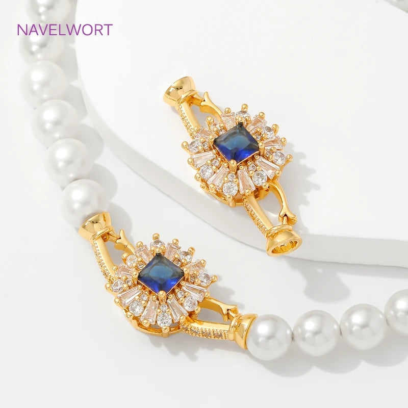Luxury 18K Gold Plated Connectors Clasps,With Zircon Locks Clasps,Fasteners For Bracelet,DIY Necklaces Jewelry Making Findings Aurexia off