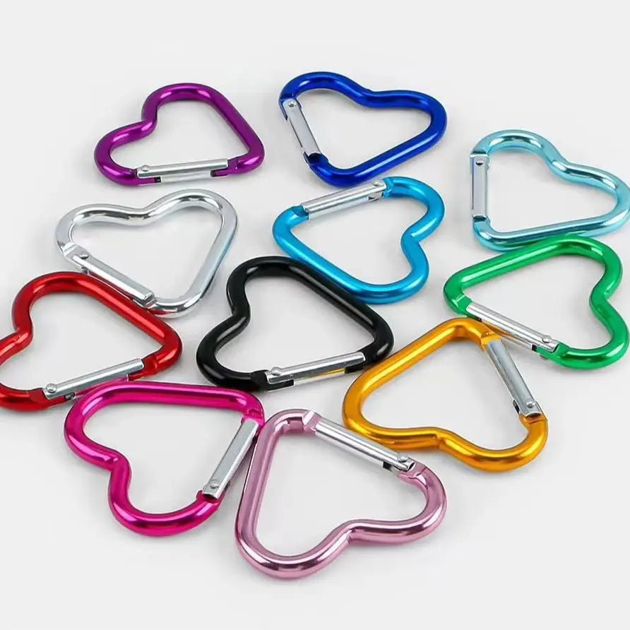 5pcs Aluminum Alloy Colorful Heart Spring Clasps  Carabiner Keychain Clips Hook Dog Chain Diy Jewelry Buckle Connector Supplies Aurexia off