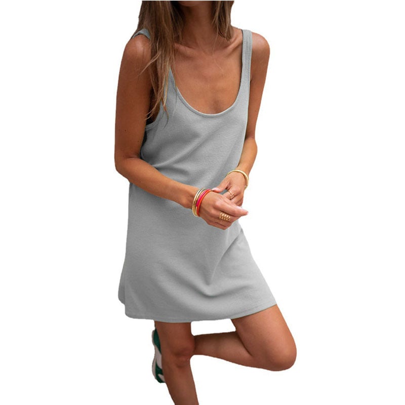 Waffle Knit Sleeveless Flow Dress Aurexia off