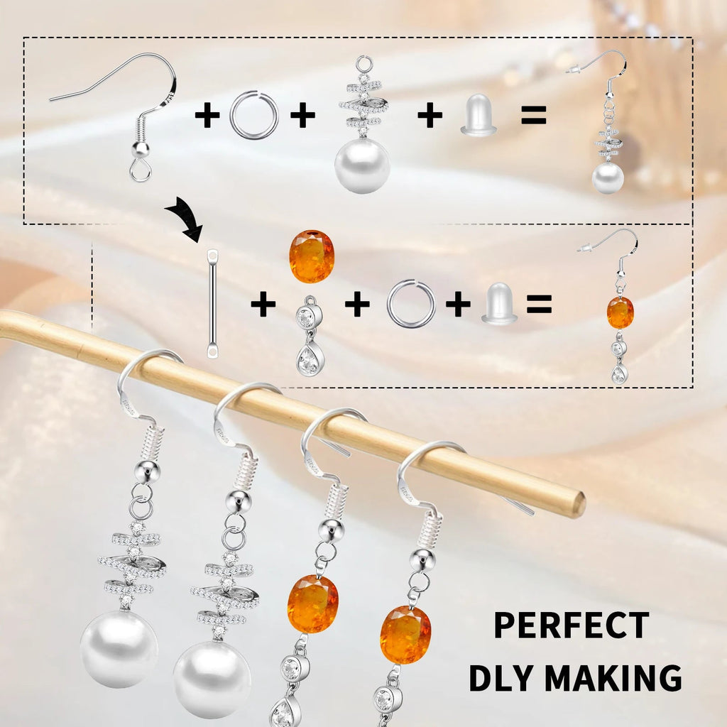 925 Silver/Gold Plated Earring Hooks for Jewelry Making, 900pcs Hypoallergenic Earring Making Kit,Earring Findings Jump Rings Aurexia off