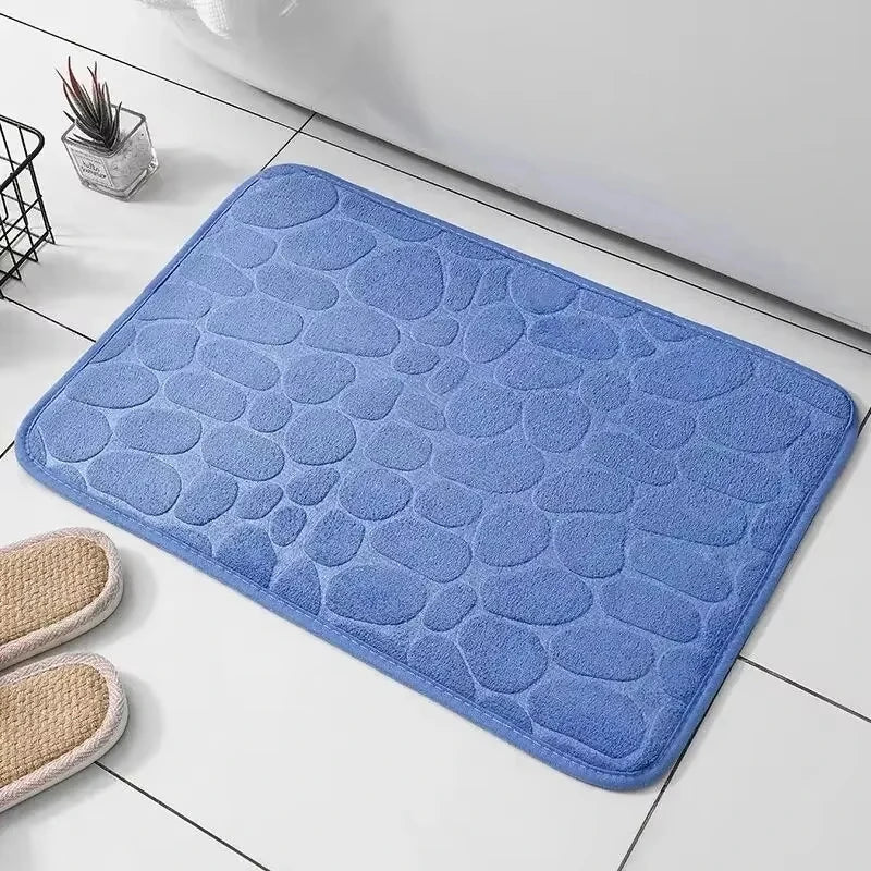 1pc Memory Foam Embossed Velvet Carpet Bathroom Living Room Non-Slip Mat Cobblestone Floor Mat Home Furnishings Aurexia off