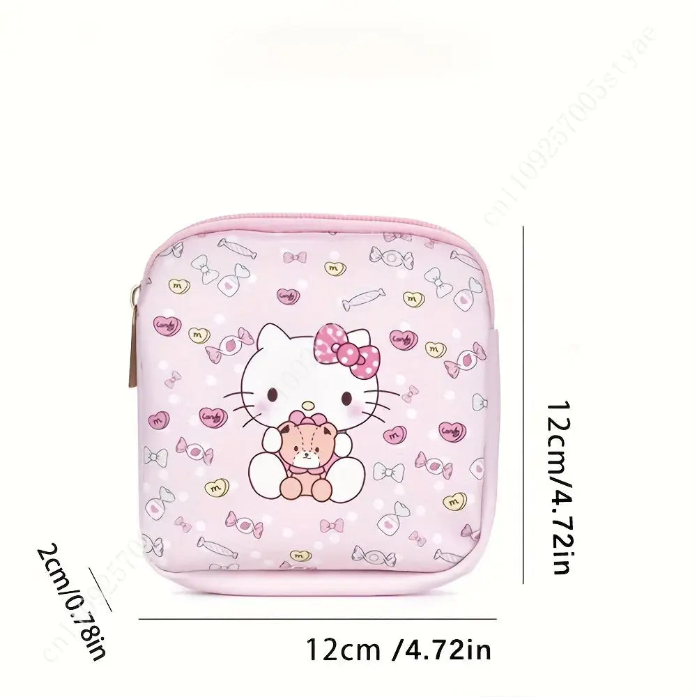 Sanrio Hello Kitty Cute Pink PU Menstrual Bag Lightweight and Portable Zipper Storage Bags for Sanitary Napkins Cosmetics Aurexia off