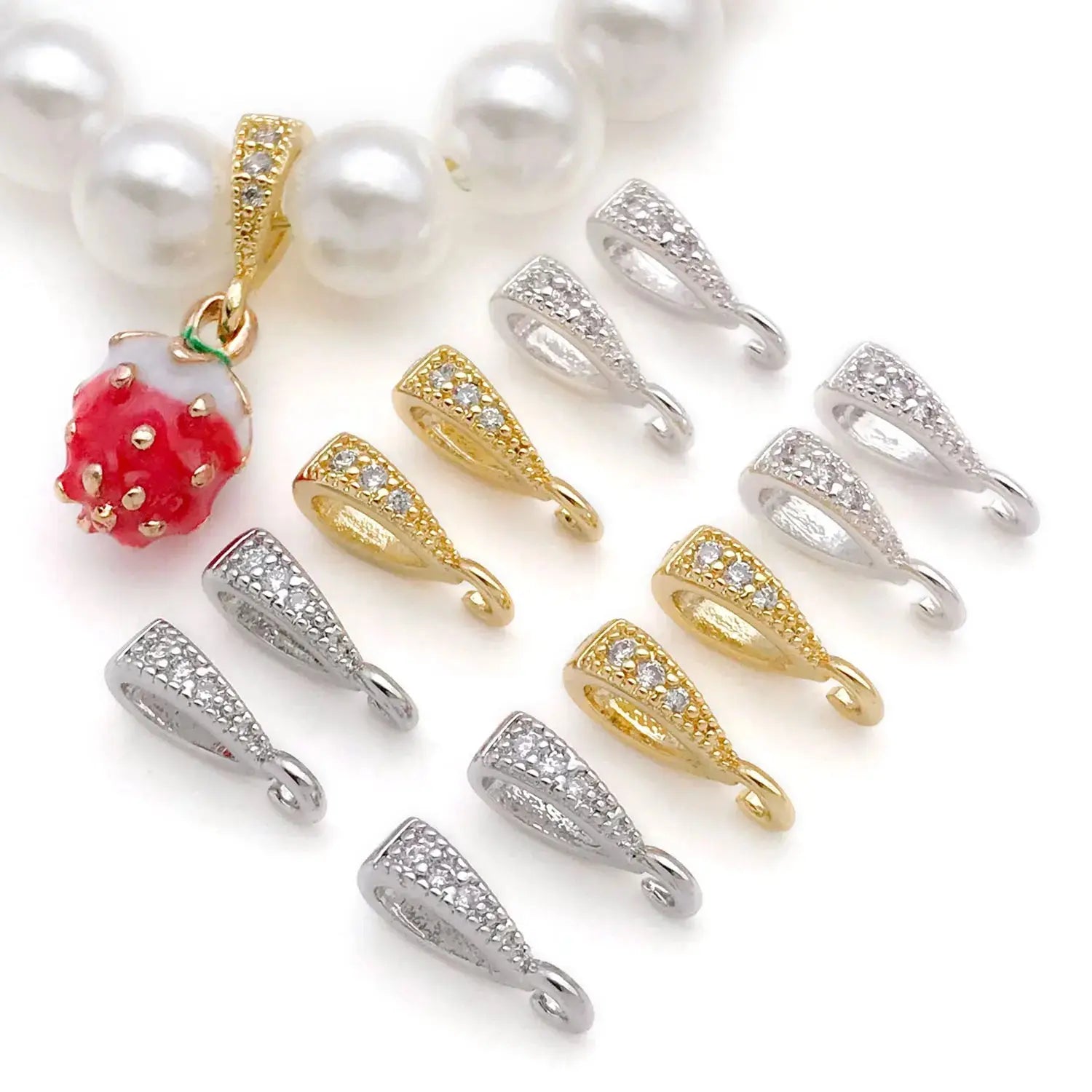 5pcs 18K Real Gold Plated Brass Melon Seed Buckle Connectors, Inlaid Zircon For DIY Bracelet Necklace Jewelry Making Accessories Aurexia off