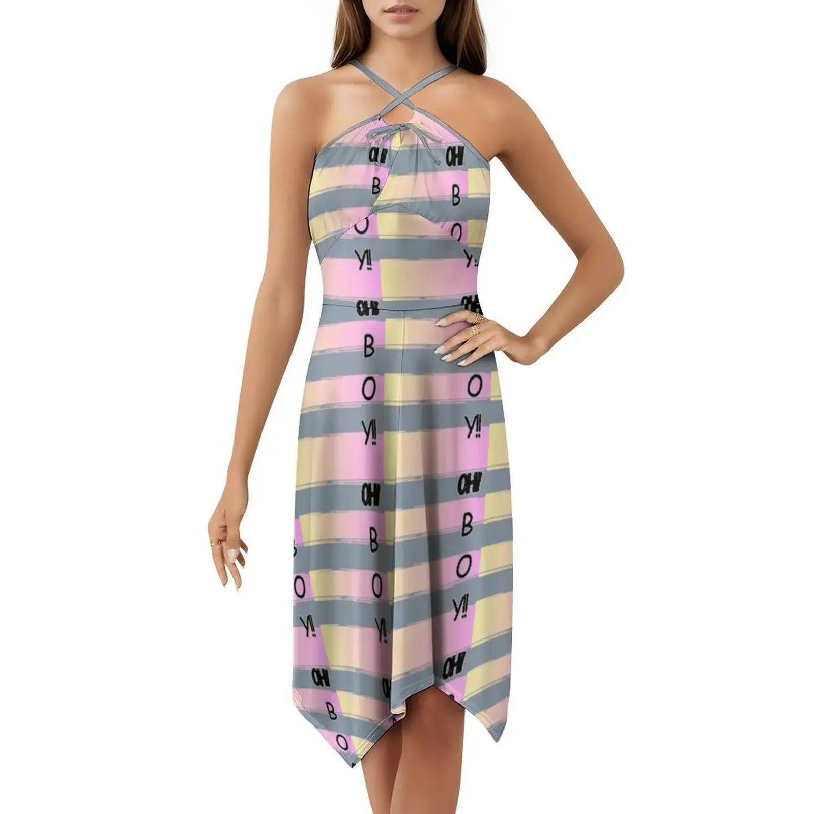 Oh!Boy! Skirt Korean Style Casual Dress For Women Simple Daily Office Lady Dresses Love Girls Pink Stripes Boy Shade Touch Aurexia off