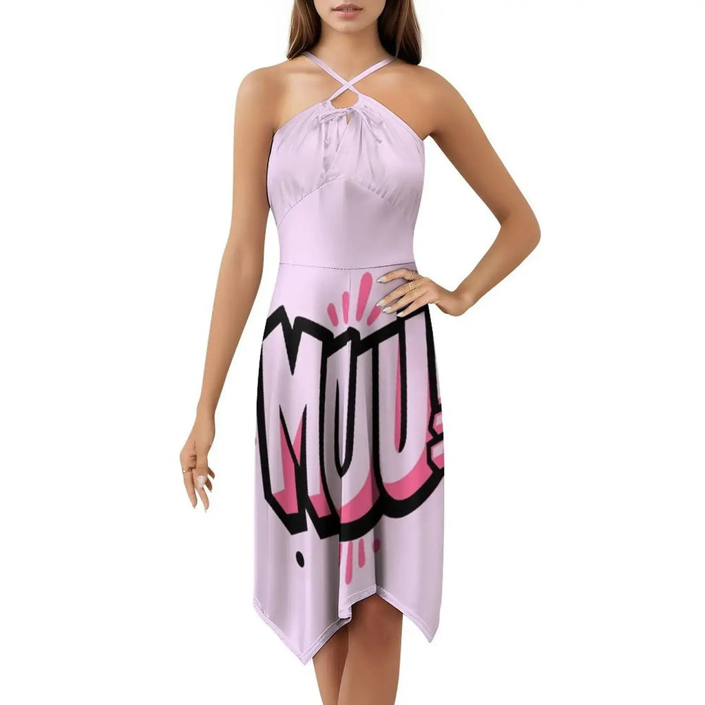 Moo!! Korean Style Casual Dress For Women Simple Daily Office Lady Dresses Letters Graffiti Bull Pink Black 90 S Evening Dress Aurexia off
