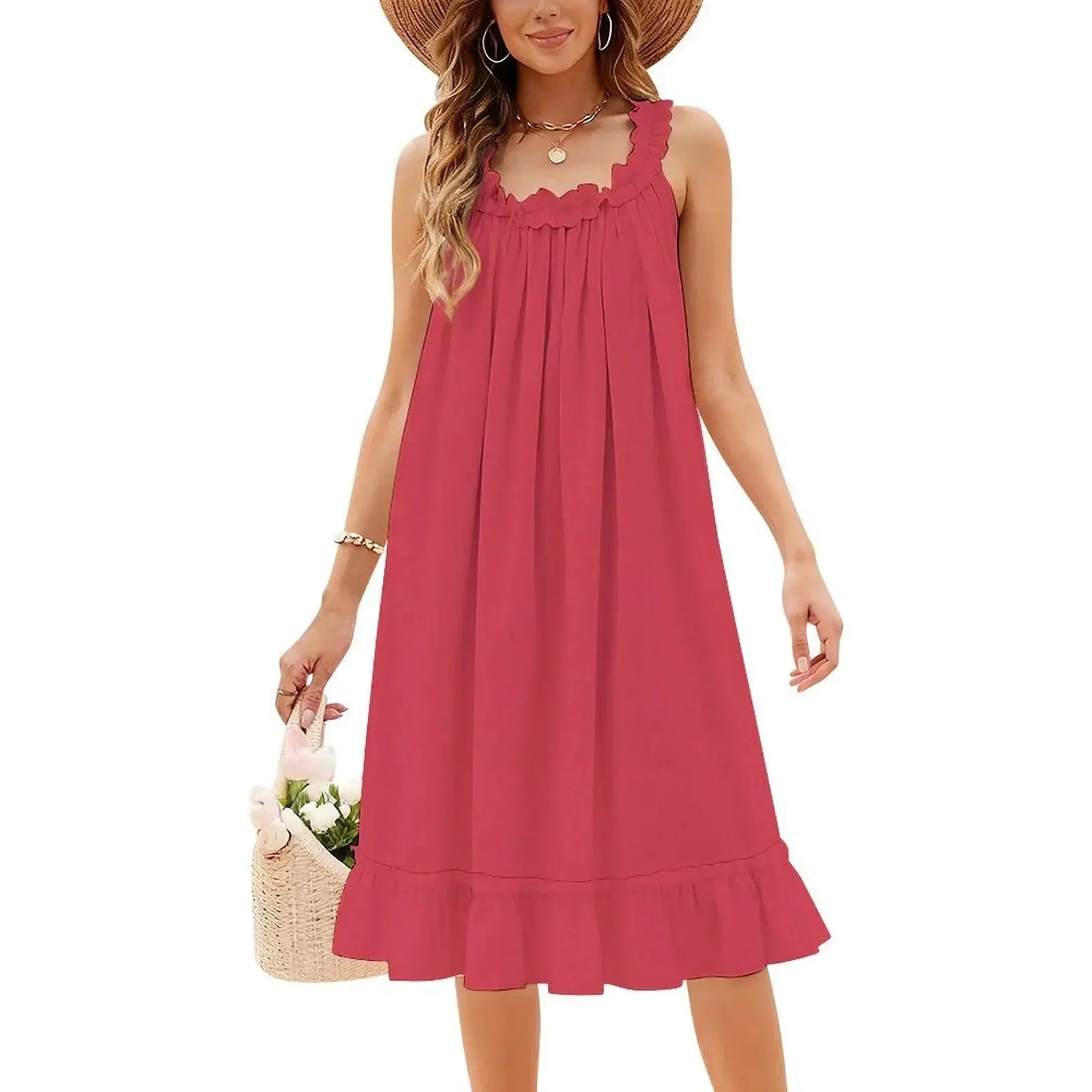 Paprika Floral Smock Dress For Women Spring Summer Casual Dress For Party Colour Color Colors Chromatic Colored Female Clothing Aurexia off