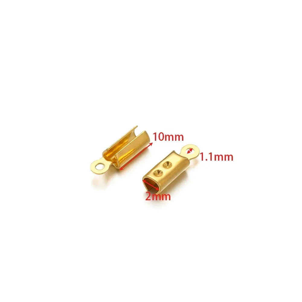 50pcs Stainless Steel High Quality Crimp End Beads Caps Leather Cord Clips for DIY Jewelry Making Necklace Connectors Supplies Aurexia off