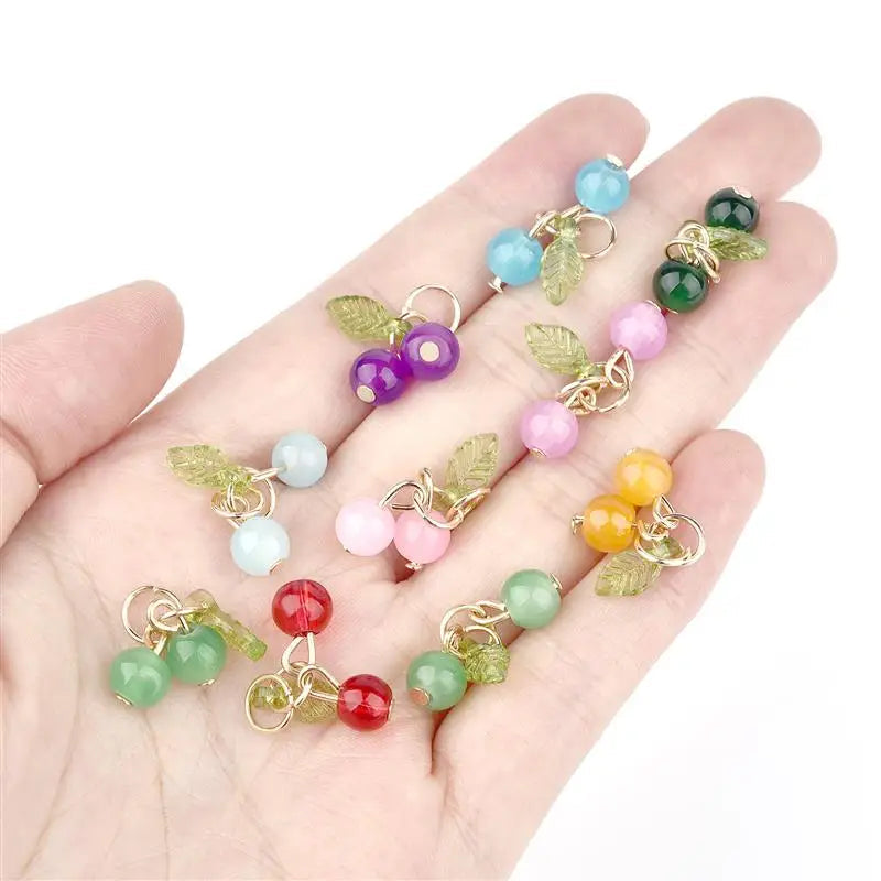 10Pcs/lot Fashion Delicious Red Cherry Keychain Summer Fruit Cherries Pendant Keyring For Women Men Jewelry Bag Accessories Gift Aurexia off