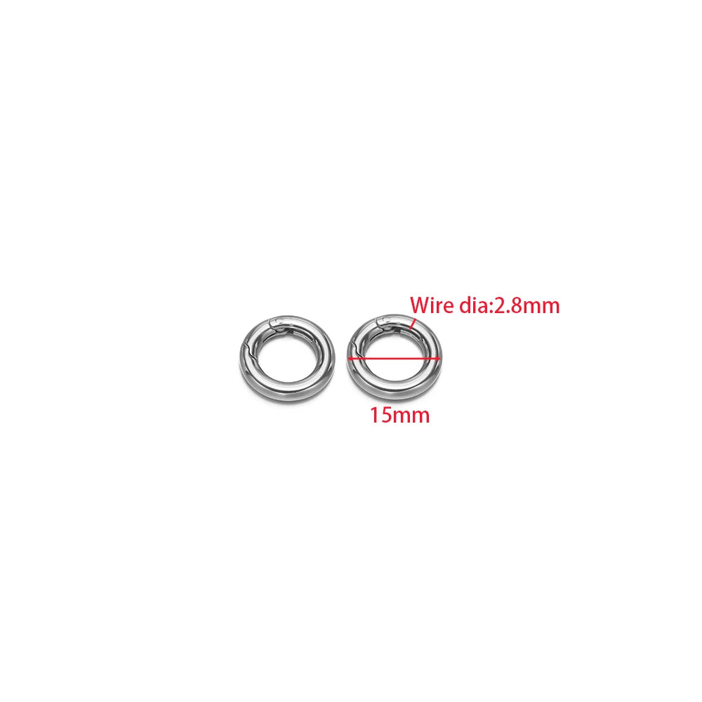 2Pcs/Lot Round Spring Clasps Stainless Steel Gold Plated Keyrings Buckles Connectors for DIY Jewelry Bag Hooks Making Components Aurexia off