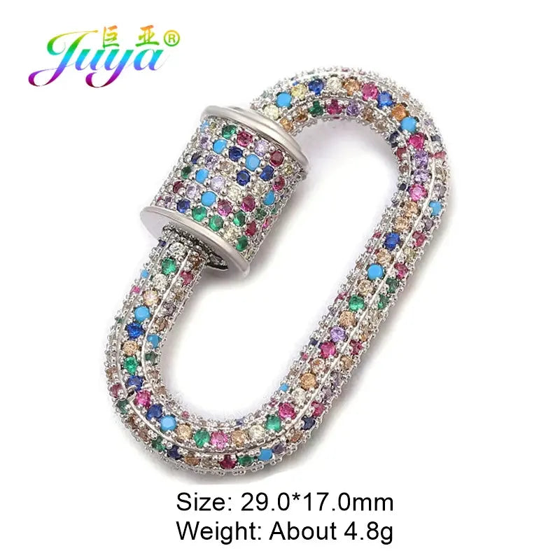 Juya Handmade Zirconia 18K Gold Plated Decorative Copper Pendant Carabiner Screw Bolt Lock Clasps For DIY Punk Jewelry Making Aurexia off